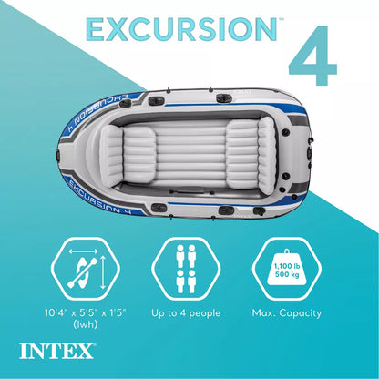 Intex Excursion Inflatable Water Fishing River Boat Raft Set with Oars