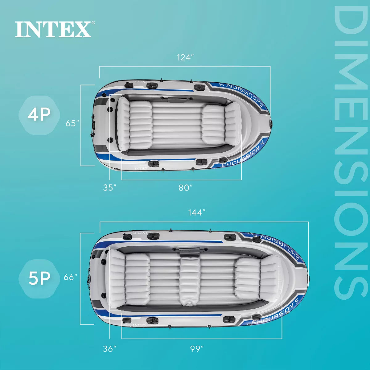 Intex Excursion Inflatable Water Fishing River Boat Raft Set with Oars
