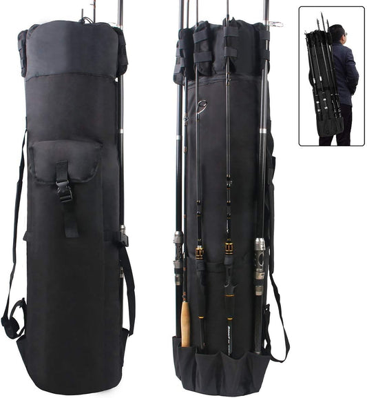 Fishing Rod Bag Pole Holder, Portable Fishing Rod Case Carrier Canvas Pole Storage Bag Travel Carry Case Waterproof Fishing Tackle Gear Organizer